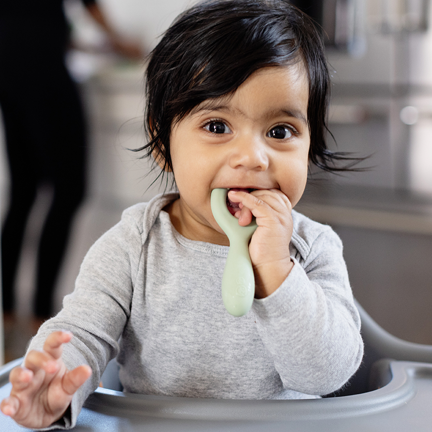 slide 2 of 4, ezpz Oral Development Teether - Sage, 1 ct