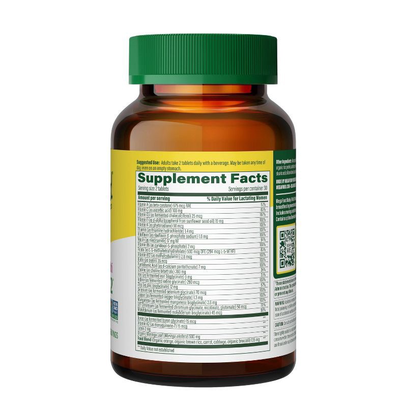 slide 2 of 7, MegaFood Baby & Me 2 Postnatal with Choline, Folate & Iron Multivitamin Vegetarian Tablets - 60ct, 60 ct