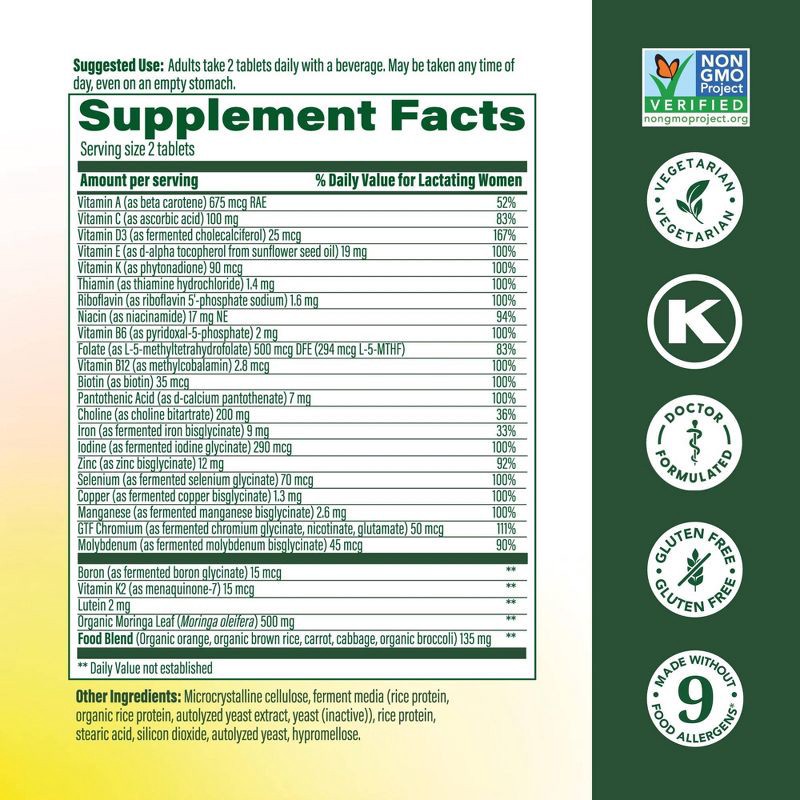slide 3 of 10, MegaFood Baby & Me 2 Postnatal with Choline, Folate & Iron Multivitamin Vegetarian Tablets - 60ct, 60 ct