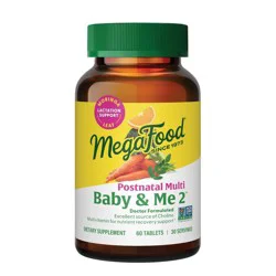MegaFood Baby & Me 2 Postnatal with Choline, Folate & Iron Multivitamin Vegetarian Tablets - 60ct