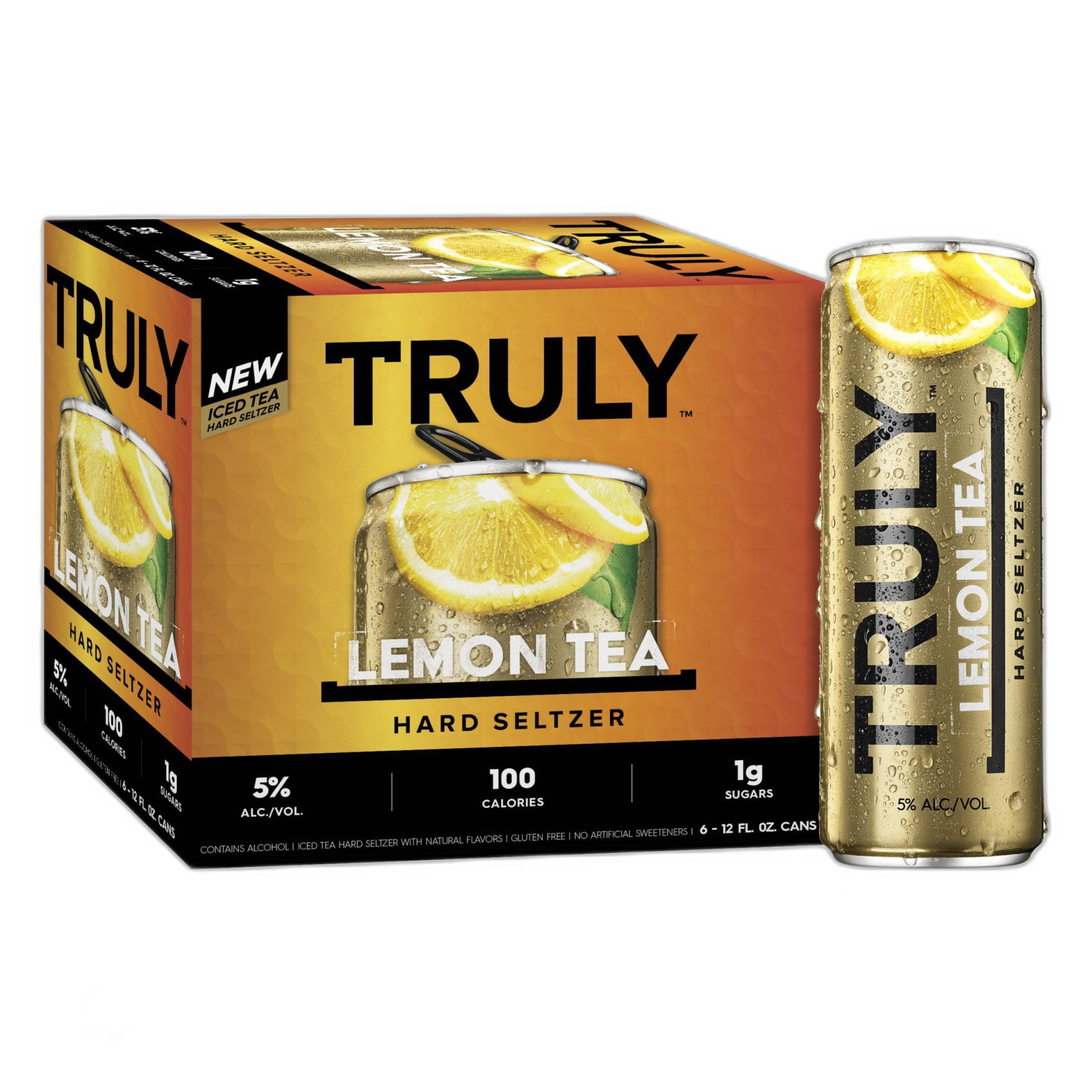 slide 1 of 5, Truly Spiked & Sparkling Truly Lemon Tea Hard Seltzer - 6pk/12 fl oz Slim Cans, 6 ct; 12 fl oz
