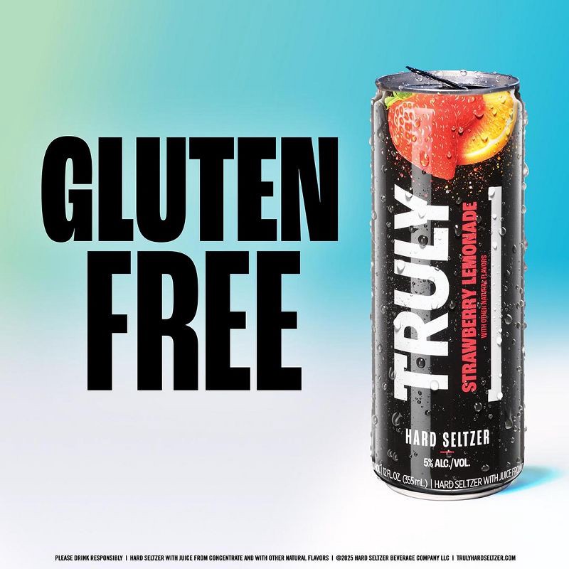 slide 3 of 7, Truly Spiked & Sparkling Truly Strawberry Lemonade Hard Seltzer - 6pk/12 fl oz Slim Cans, 6 ct; 12 fl oz