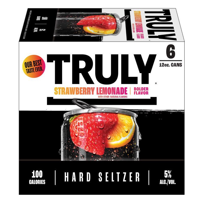 slide 4 of 7, Truly Spiked & Sparkling Truly Strawberry Lemonade Hard Seltzer - 6pk/12 fl oz Slim Cans, 6 ct; 12 fl oz
