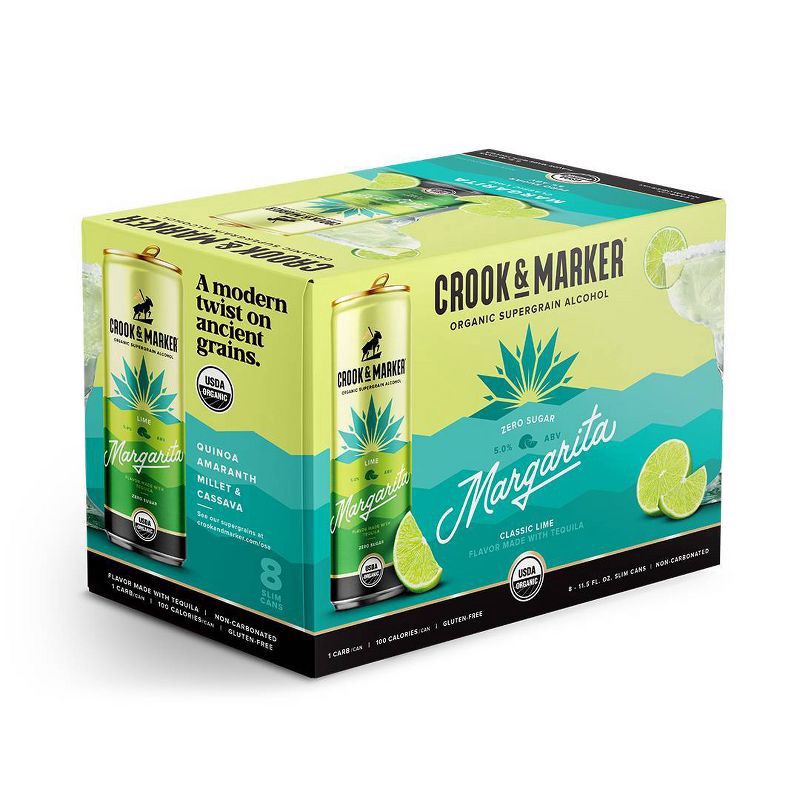 slide 4 of 8, Crook & Marker Lime Margarita - 8pk/11.5 fl oz Cans, 8 ct, 11.5 fl oz
