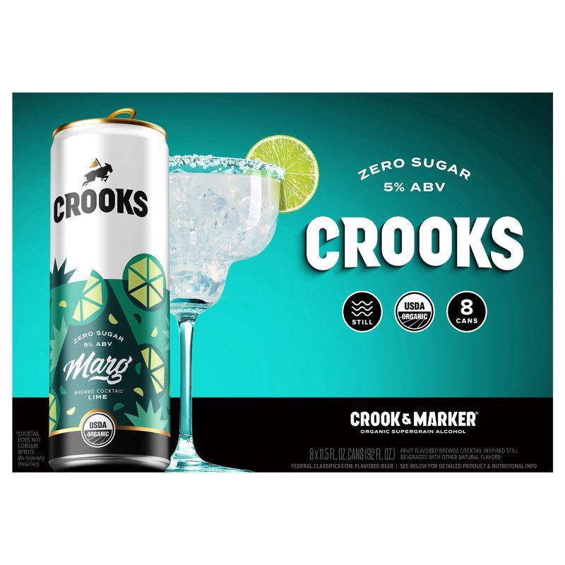 slide 2 of 8, Crook & Marker Lime Margarita - 8pk/11.5 fl oz Cans, 8 ct, 11.5 fl oz