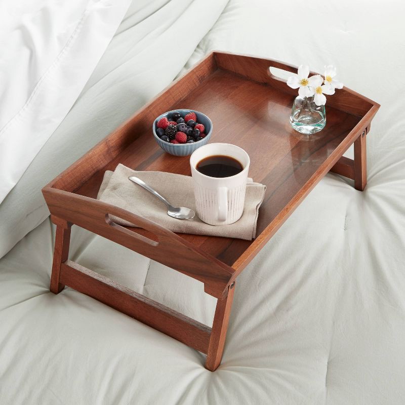 slide 2 of 4, 22" x 14" Wood Signature Bed Tray - Threshold™, 1 ct