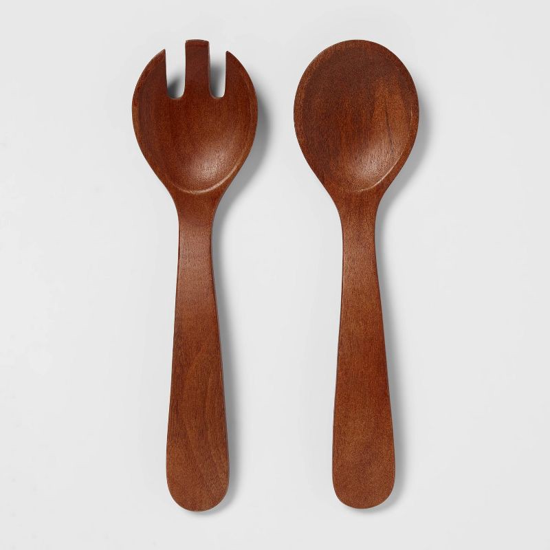 slide 1 of 3, 2pc Wood Signature Serving Utensils Set - Threshold™, 2 ct