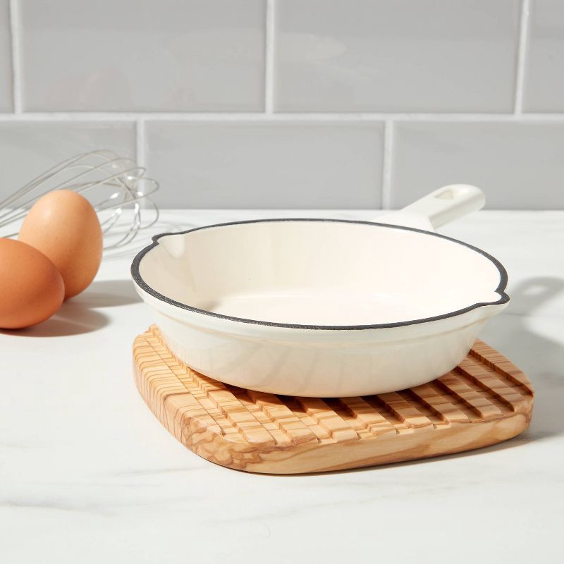 slide 2 of 3, 6" Olivewood Slatted Trivet - Threshold™, 1 ct