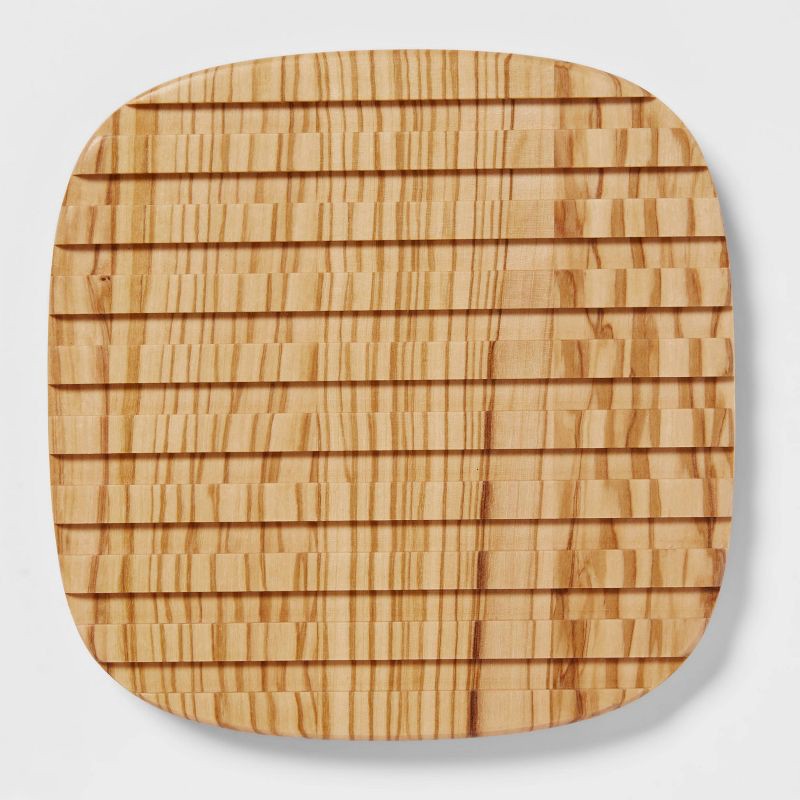 slide 3 of 3, 6" Olivewood Slatted Trivet - Threshold™, 1 ct