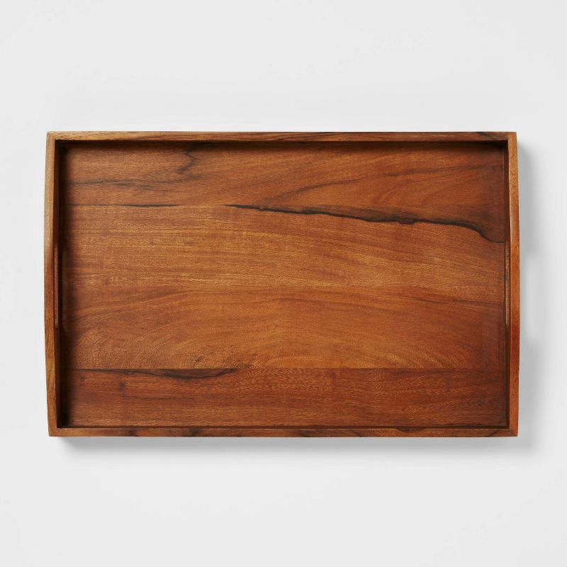 slide 3 of 3, 20" x 13" Wood Signature Serving Tray - Threshold™, 1 ct