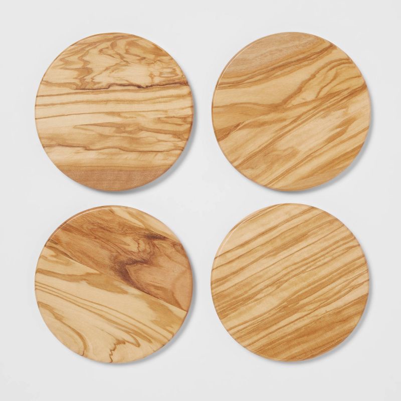 slide 3 of 3, 4pk Olivewood Coasters - Threshold™, 4 ct