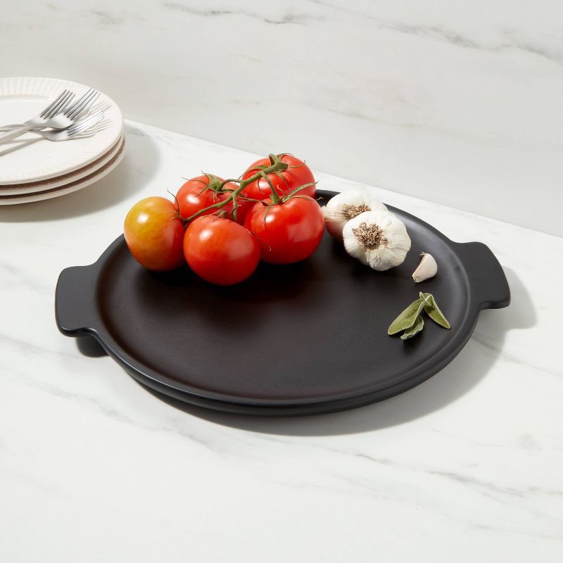 slide 2 of 3, 15" x 13" Acacia Modern Serving Tray Black - Threshold™, 1 ct