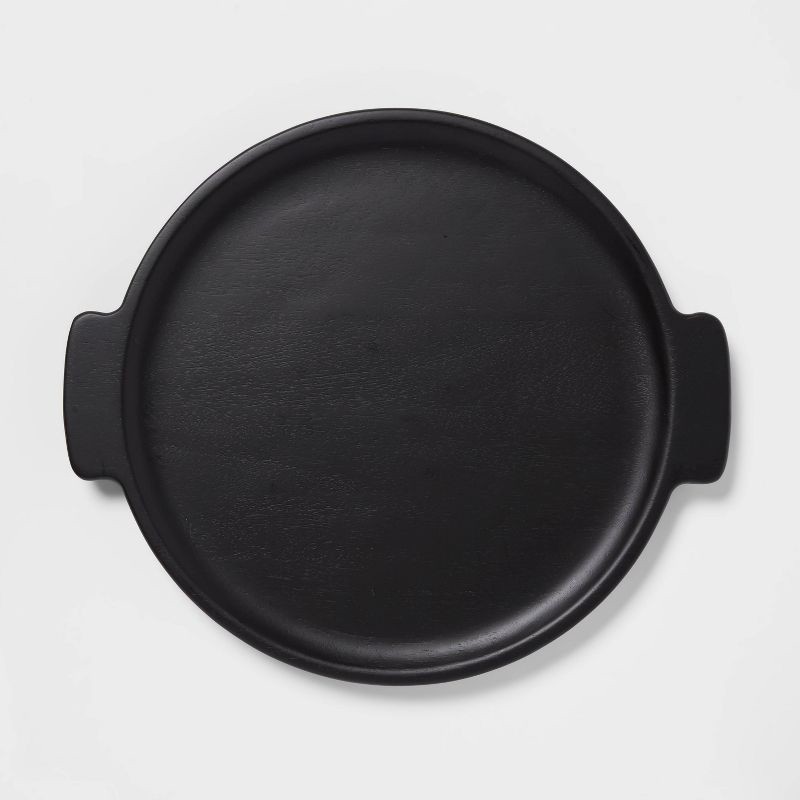slide 3 of 3, 15" x 13" Acacia Modern Serving Tray Black - Threshold™, 1 ct