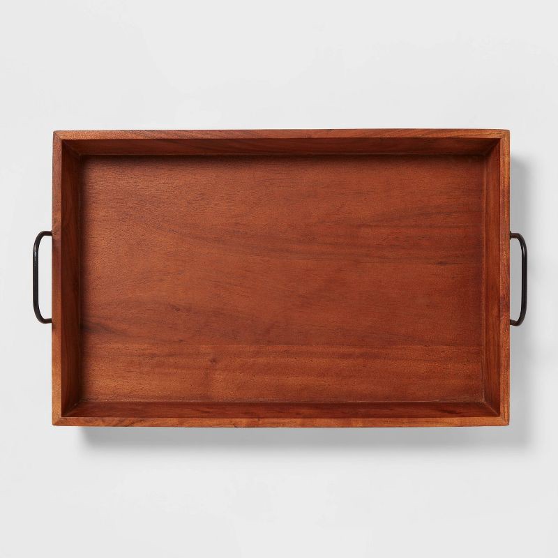slide 3 of 3, 20" x 13" Wood Serving Tray - Threshold™, 1 ct