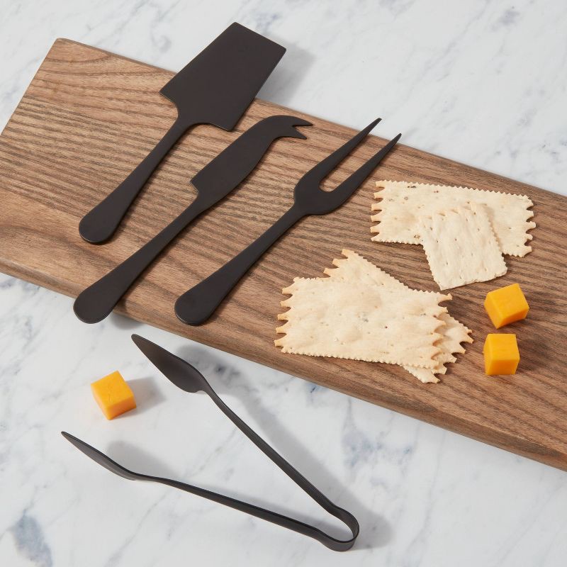 slide 2 of 3, 4pc Stainless Steel Cheese Knive Serving Set Black - Threshold™, 4 ct