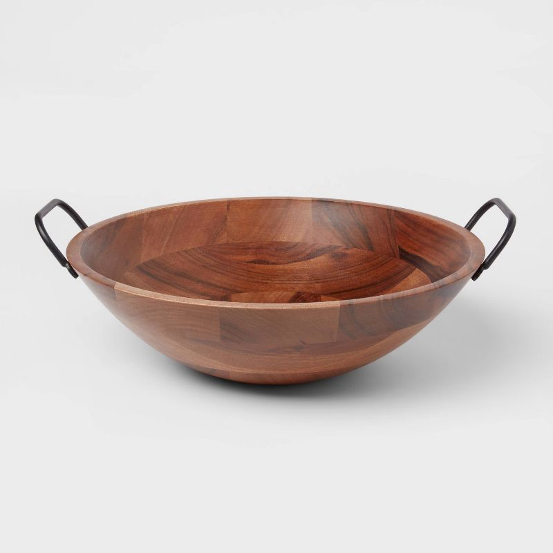 slide 1 of 3, 123oz Wood Serving Bowl Black - Threshold™, 123 oz