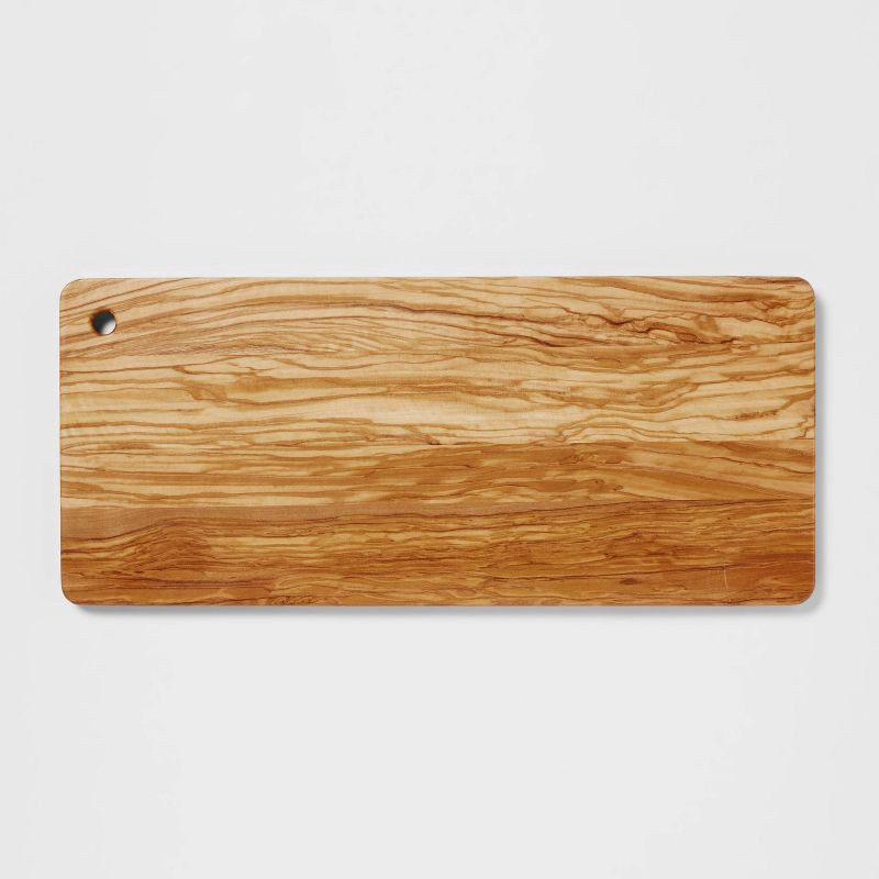 slide 3 of 3, 16" x 7" Olivewood Rectangular Serving Board - Threshold™, 1 ct