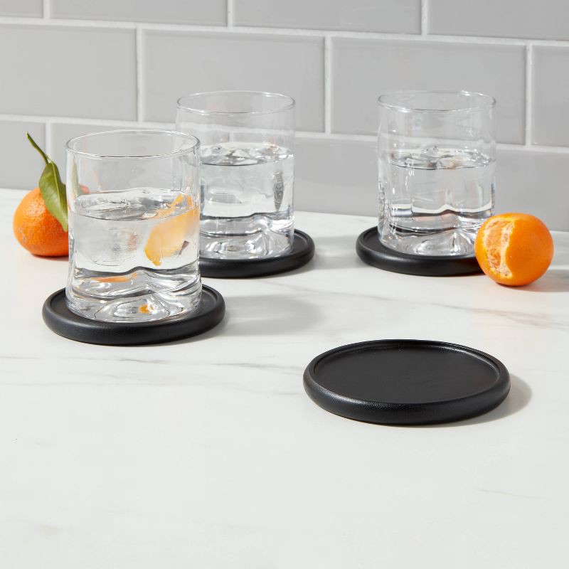slide 2 of 3, 4pk Acacia Modern Coasters Black - Threshold™, 4 ct