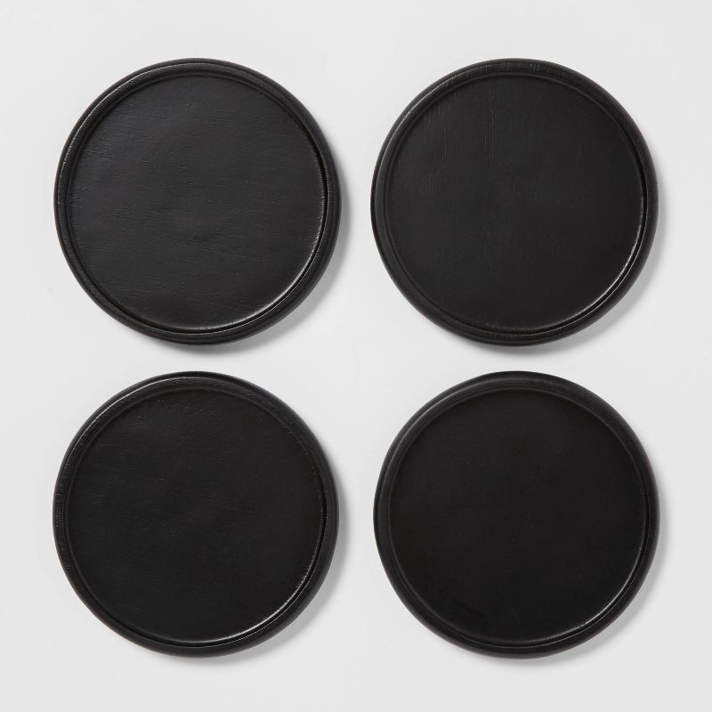 slide 3 of 3, 4pk Acacia Modern Coasters Black - Threshold™, 4 ct