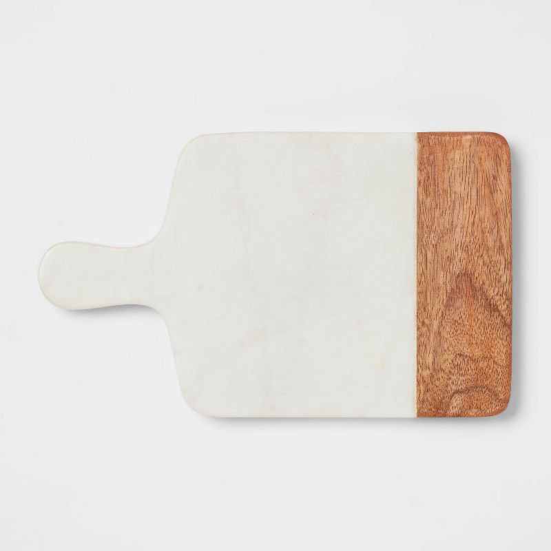 slide 3 of 3, 10" x 6" Marble and Wood Serving Board - Threshold™, 1 ct