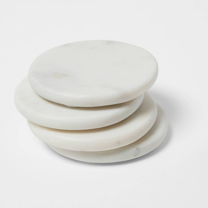 slide 1 of 3, 4pk Marble Coasters White - Threshold™, 4 ct