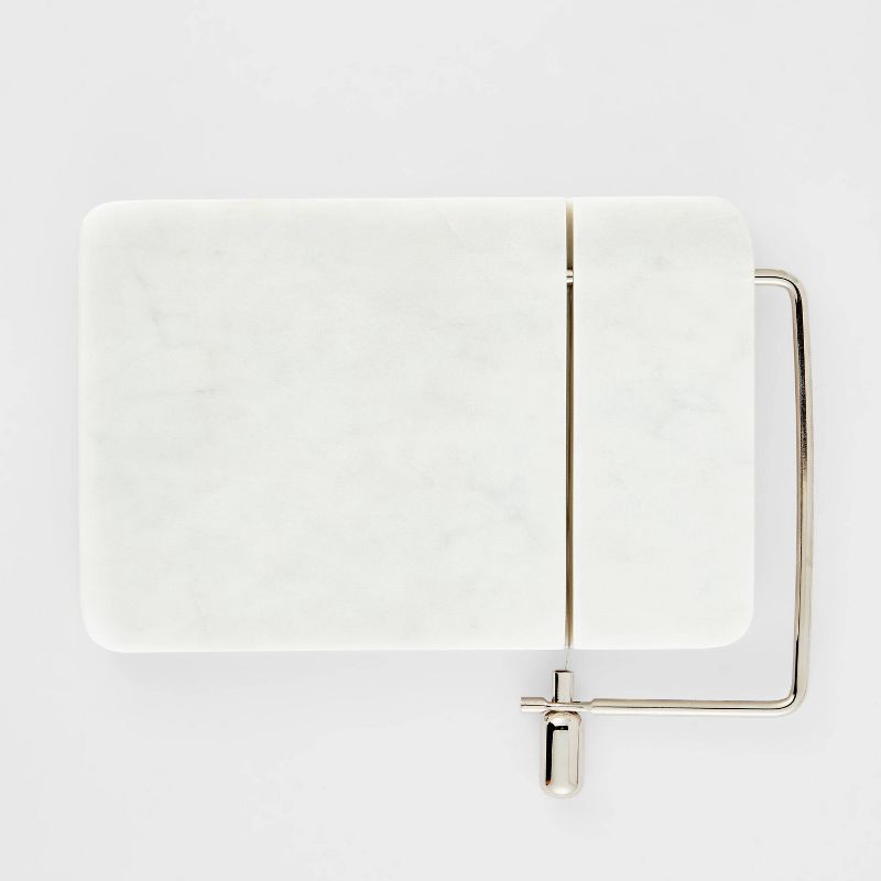 slide 3 of 3, 9" x 6" Marble Cheese Slicer Cutting Board White - Threshold™, 1 ct