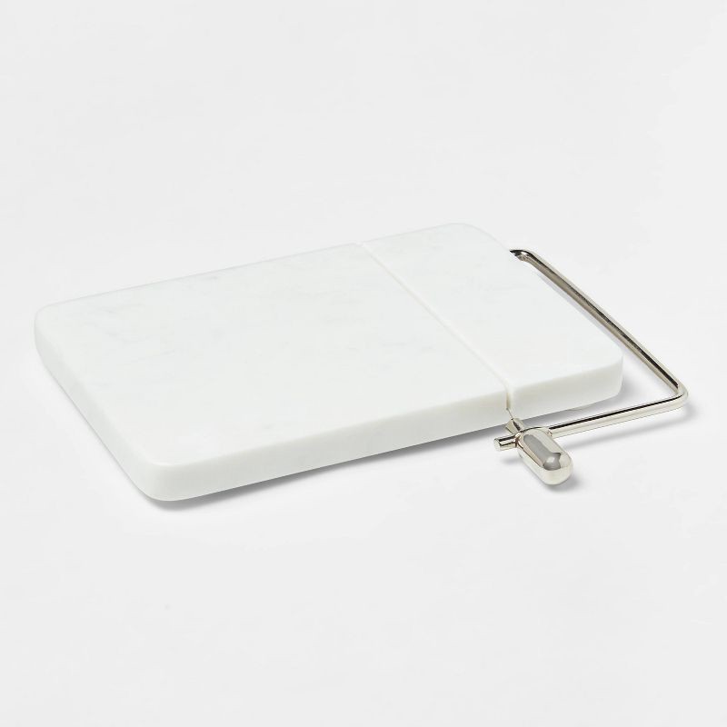 slide 1 of 3, 9" x 6" Marble Cheese Slicer Cutting Board White - Threshold™, 1 ct