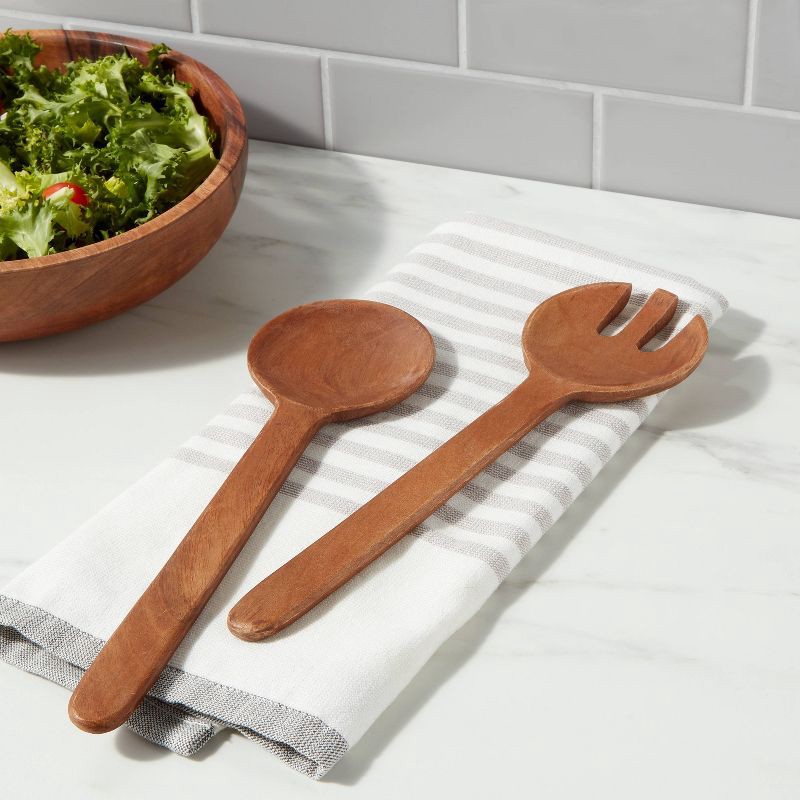 slide 2 of 3, 2pk Wood Serving Utensil Set - Threshold™, 2 ct