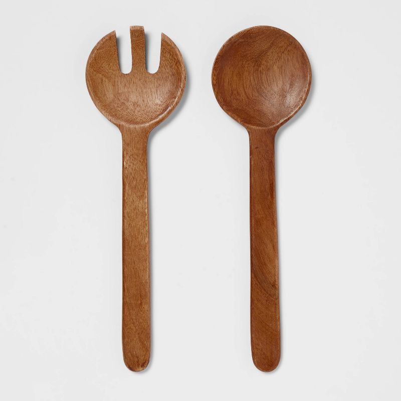 slide 1 of 3, 2pk Wood Serving Utensil Set - Threshold™, 2 ct