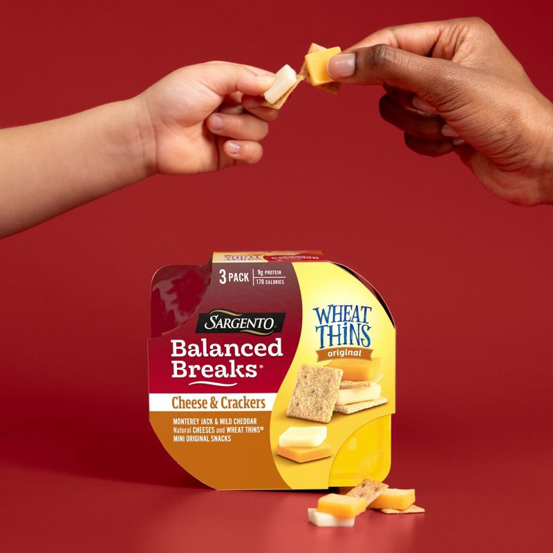 slide 2 of 7, Sargento Balanced Breaks Cheese & Mini Wheat Thin Crackers - 4.5oz/3ct, 3 ct; 4.5 oz