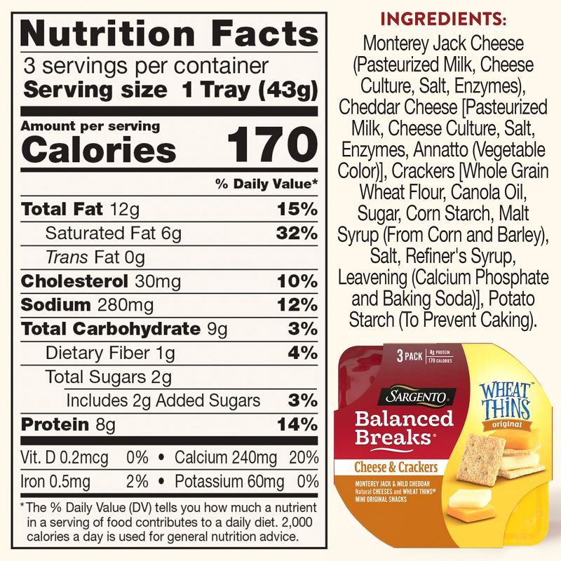 slide 4 of 7, Sargento Balanced Breaks Cheese & Mini Wheat Thin Crackers - 4.5oz/3ct, 3 ct; 4.5 oz