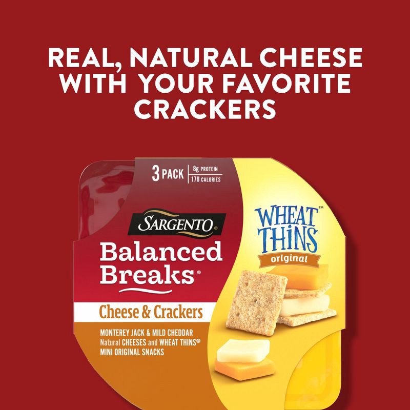 slide 5 of 7, Sargento Balanced Breaks Cheese & Mini Wheat Thin Crackers - 4.5oz/3ct, 3 ct; 4.5 oz