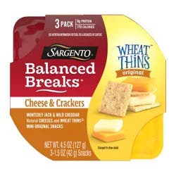 Sargento Balanced Breaks Cheese & Mini Wheat Thin Crackers - 4.5oz/3ct: ACC Certified, 8g Protein, Naturally Flavored