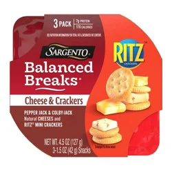 Sargento Balanced Breaks Cheese & Mini Ritz Crackers - 4.5oz/3ct: 7g Protein Per Serving