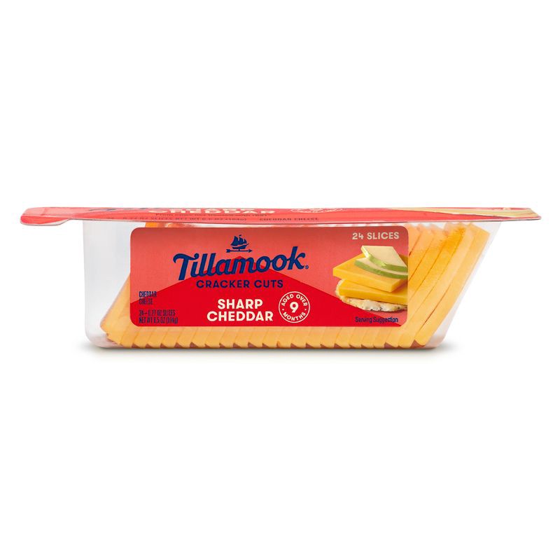 slide 1 of 6, Tillamook Sharp Cheddar Cracker Cut Cheese - 6.5oz/24 slices, 6.5 oz