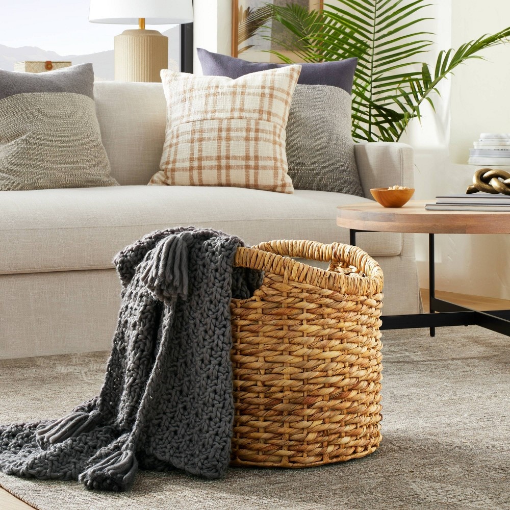 Large Natural Woven Round Basket - Threshold™