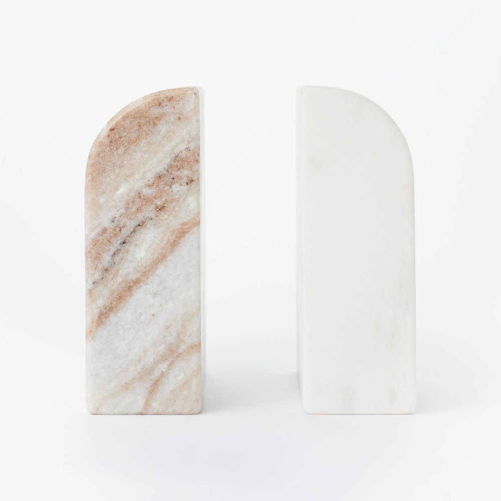 slide 2 of 4, Threshold designed w/Studio McGee 5" x 3.5" Marble Stone Bookends Natural/White - Threshold designed with Studio McGee, 1 ct