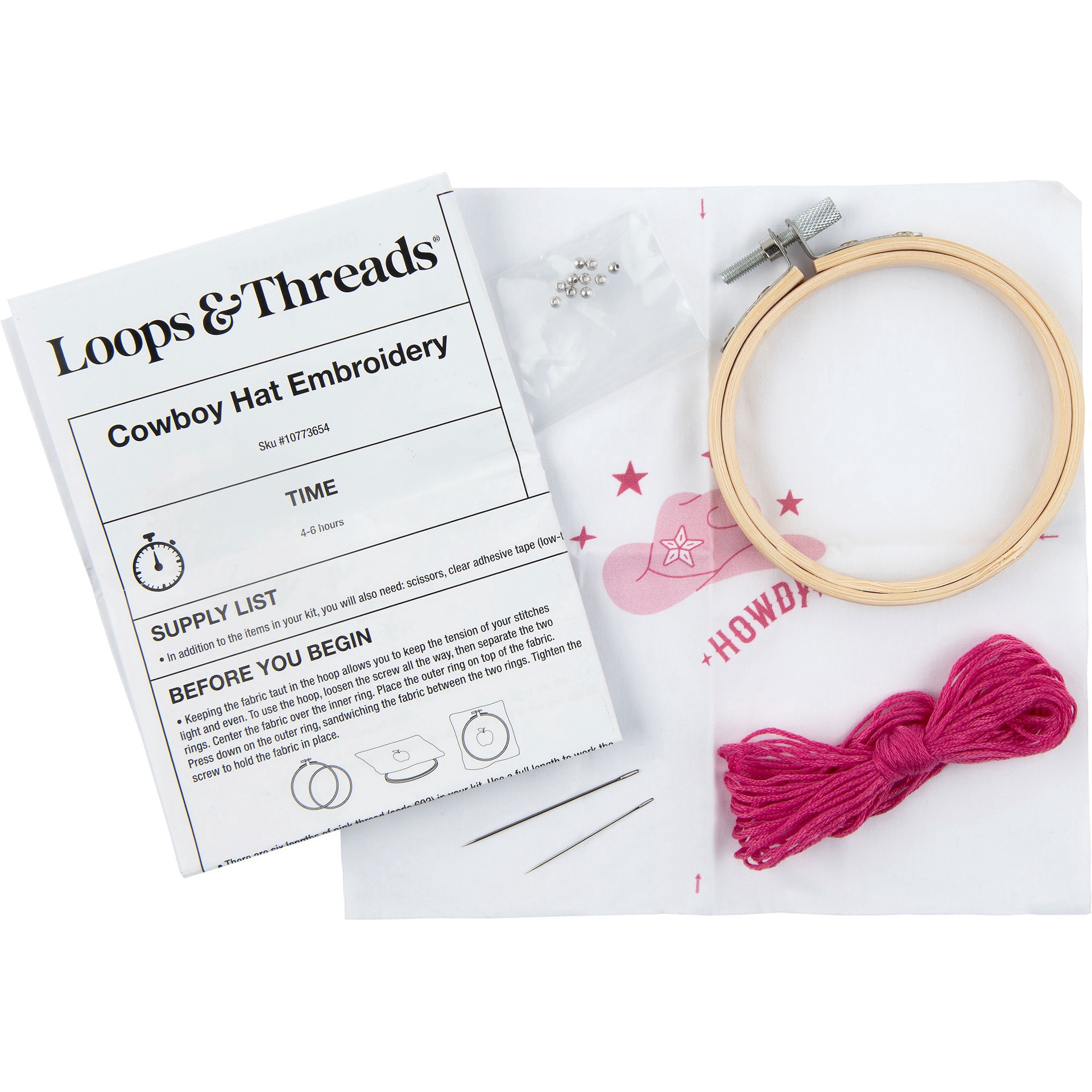 slide 3 of 4, 3.5" Cowboy Hat Embroidery Kit By Loops & Threads, 3.5 in