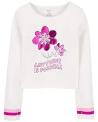 Carter's Kid Anything Is Possible Floral Long-Sleeve Tee Ivory 7