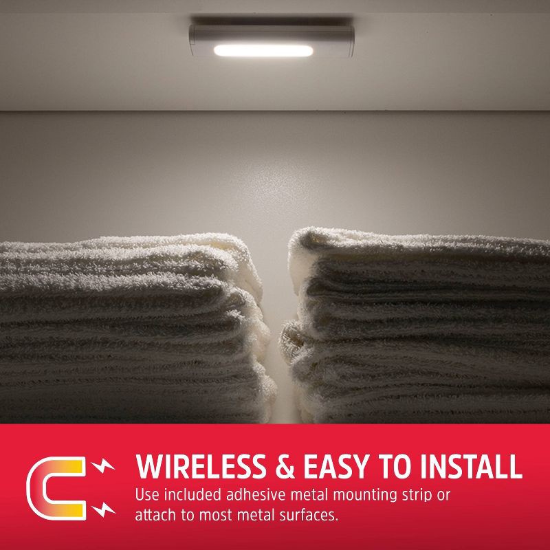 slide 5 of 15, Energizer LED Magnet Mount Stick Light Push Button: Magnetic Dimmable Cabinet Lamp, Battery-Powered, 40 Lumens, 1 ct