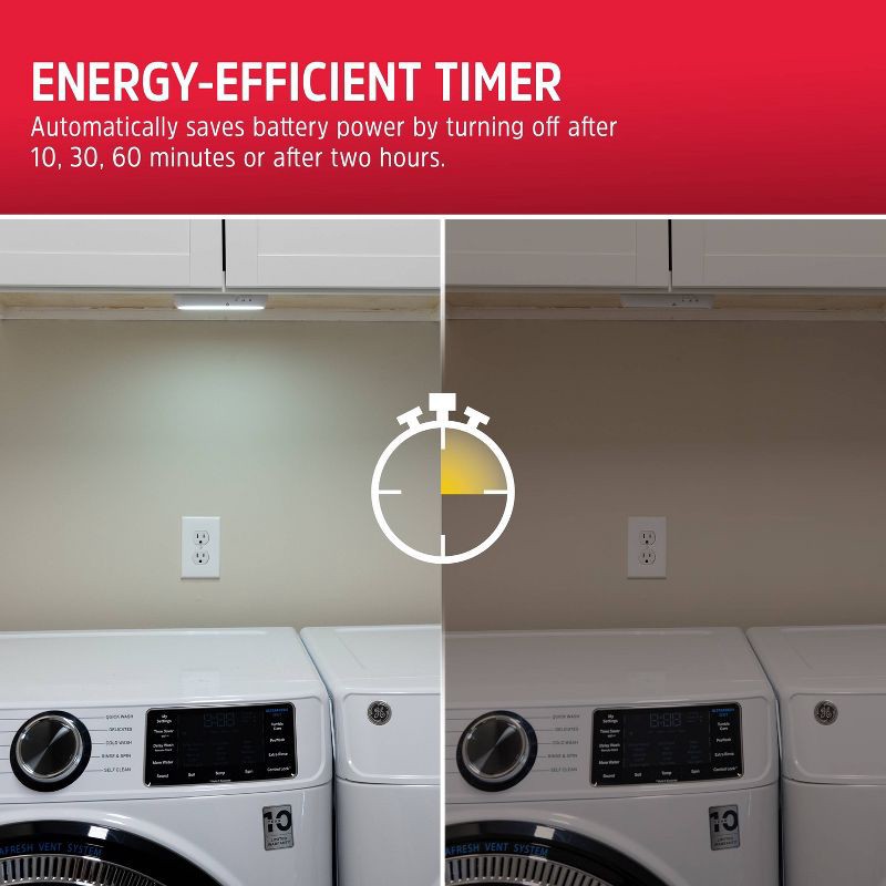 slide 3 of 10, Energizer 2pk Battery Operated LED Mini Light Bar with IR Remote: Stick-On, Remote Controlled, 4-Way Light Settings, 2 ct