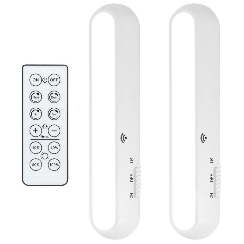 slide 6 of 10, Energizer 2pk Battery Operated LED Mini Light Bar with IR Remote: Stick-On, Remote Controlled, 4-Way Light Settings, 2 ct