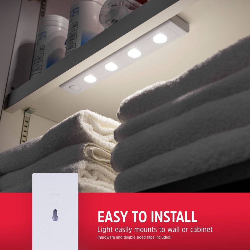 slide 4 of 9, Energizer 12" LED Battery Operated Light Bar: Closet Light, 12 Inch, 100 Lumens, Push Button, UL Listed, White, 1 ct