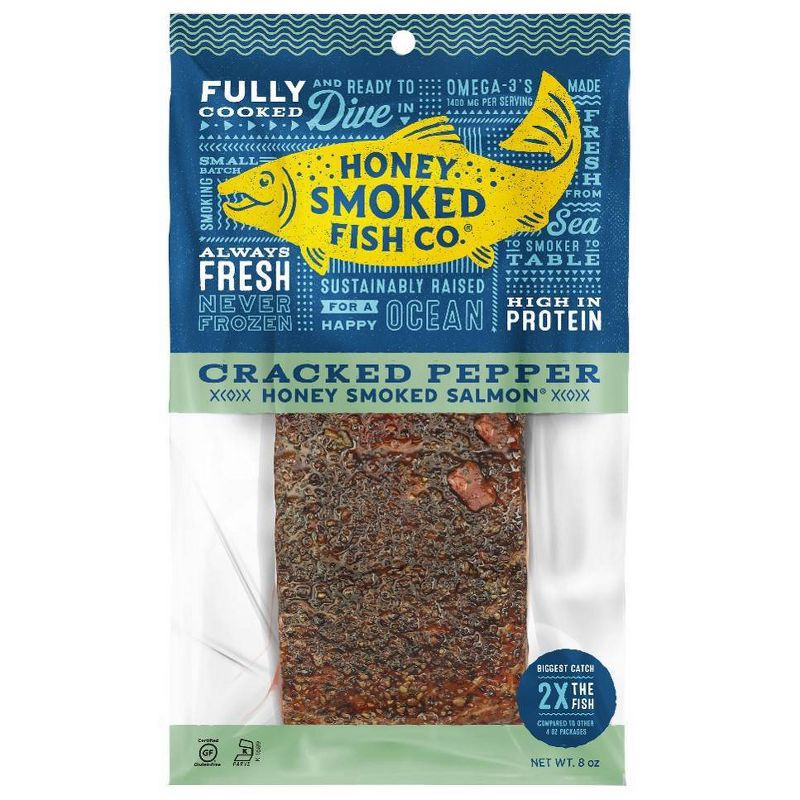 slide 1 of 1, Honey Smoked Fish Co. Cracked Pepper Salmon - 8oz, 8 oz