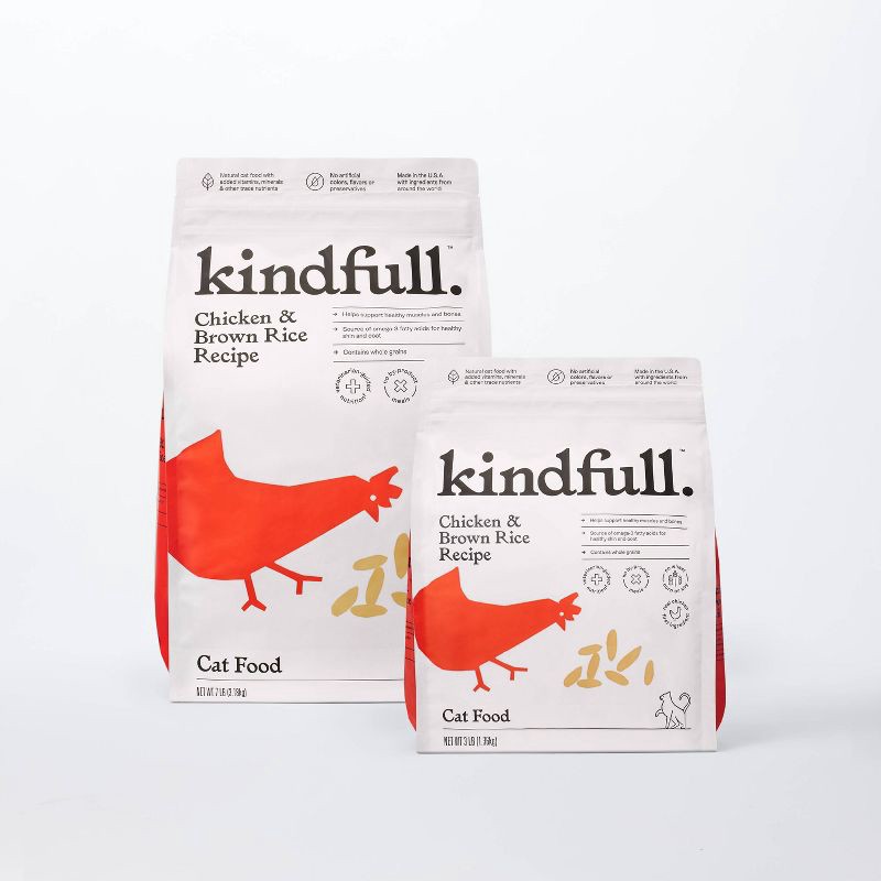 slide 4 of 8, Chicken and Brown Rice Dry Cat Food - 7lbs - Kindfull™, 7 lb