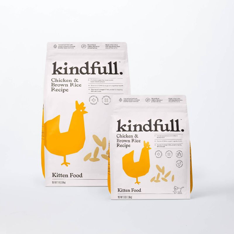 slide 4 of 8, Chicken and Brown Rice Kitten Dry Cat Food - 3lbs - Kindfull™, 3 lb