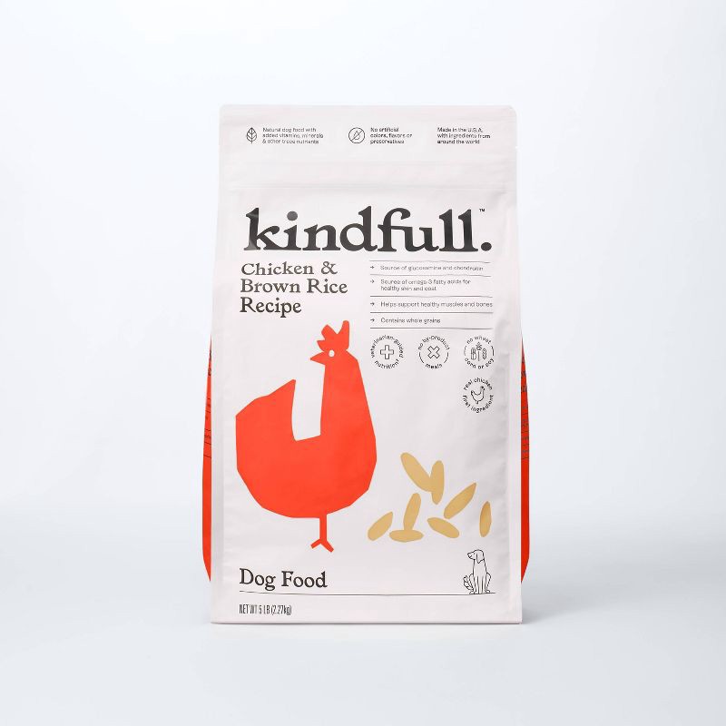 slide 1 of 8, Chicken and Brown Rice Recipe Dry Dog Food - 5lbs - Kindfull™, 5 lb
