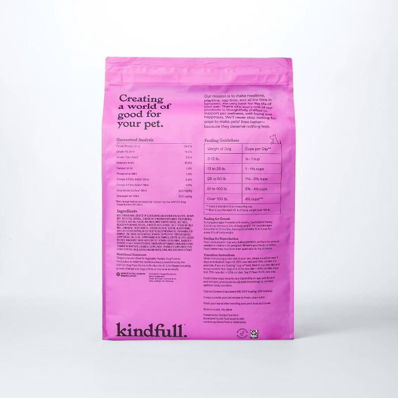 slide 3 of 8, Beef and Vegetable Recipe Dry Dog Food - 23lbs - Kindfull™, 23 lb