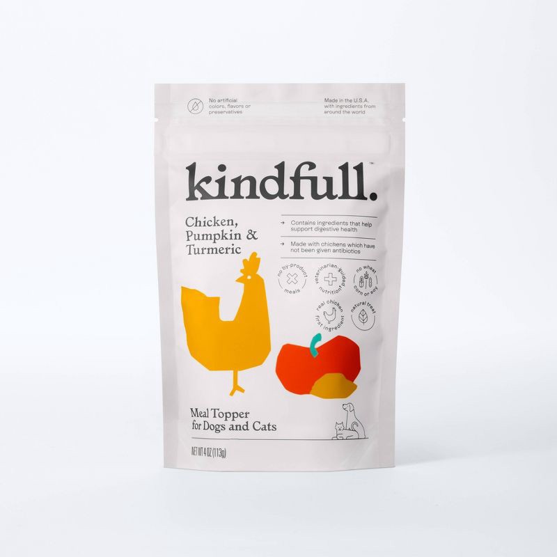 slide 1 of 2, Chicken, Pumpkin & Turmeric Dry Meal Topper for Dog and Cat Food - 4oz - Kindfull™, 4 oz