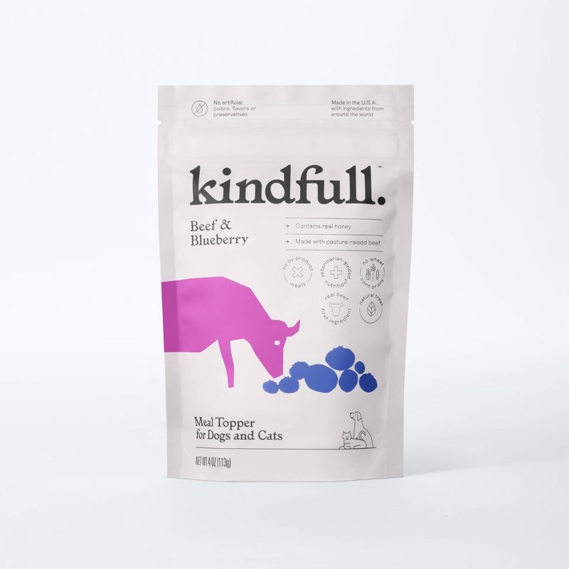 slide 1 of 2, Beef and Blueberry Dry Meal Topper Dog and Cat Food - 4oz - Kindfull™, 4 oz